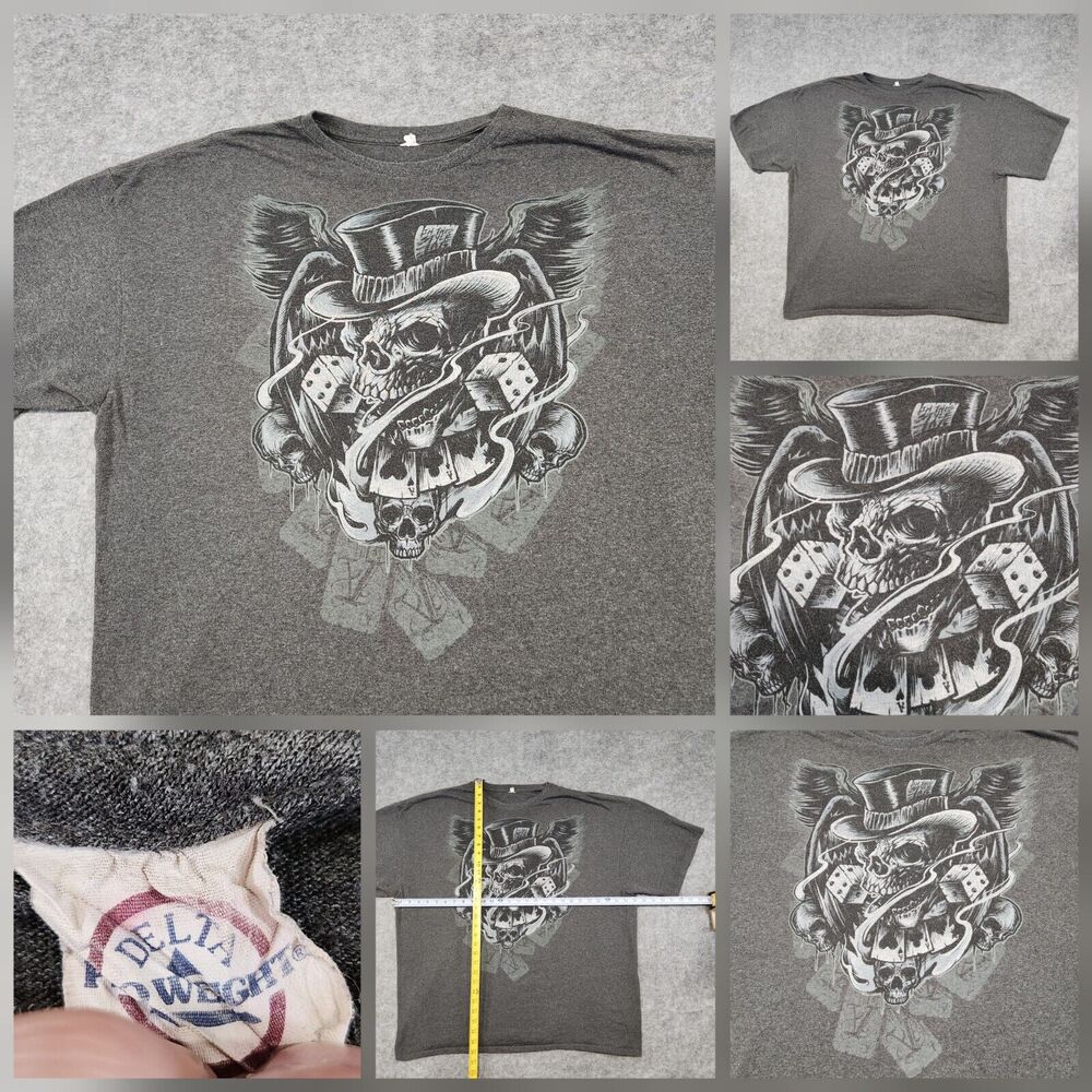 VTG Y2K Skull Dice Gambler Mens‎ 3XL? Gambling Streetwear Graphic T Shirt